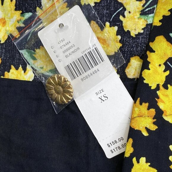 NEW MAEVE Women's Collared Poplin Swing Mini Dress Black/Yellow Size XS - Picture 5 of 11